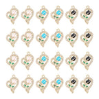 FASHEWELRY 30Pcs Heart Crystal Rhinestone Pendants Valentine Day Love Heart with Rose Flower Charms Light Gold Metal Dangle Charms for Bracelet Necklace Earring Jewelry Making Craft - color: Heart with Flower-3 Colors