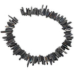 SUNYIK Black Titanium Coated Crystal Points Quartz Rough Sticks Spikes Point Beads 15 inch Strand Drilled - color: Black(Rough), size: 0.4"-1.3"