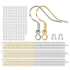 MENKEY 925 Sterling Mixed Earring Hooks 120 PCS/60 Pairs, Ear Wires Fish Hooksfor DIY Jewelry Making, Hypo-allergenic Jewelry Findings Parts with 120 PCS Clear Silicone Earring Backs Stoppers - size: 120pcs-Gold&Silver