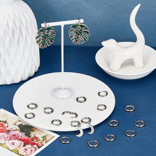 SUNNYCLUE 1 Box 24Pcs Huggie Hoop Earring Findings Black Stainless Steel Earrings Hoops Bulk Metal Round Clasp Lever Backs Huggie Small Findings Ear Hooks for Jewelry Making Women Supplies DIY Craft - style: Style 2