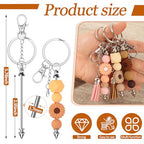 30 Pack Beadable Keychains Bars DIY Blank Beadable Keychains Metal Beaded Keychain Sliver Beads Keychain Making Kit for DIY Crafts Supplies Jewelry Making Gift - style: 30 Pack - Silver