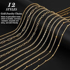 12 Rolls 39.4 Feet Gold Chains for Jewelry Making DIY Necklace Bracelet Chains Bulk Kit 178 Bracelet Charms 350 Jump Rings 80 Lobster Clasps Pliers Accessories Mother Day Graduation DIY Gift for Women