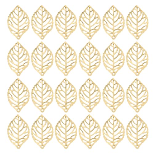 200Pcs Gold Plated Hollow Leaf Charms for Jewelry Making - Lightweight Iron Pendants for Earrings Necklaces Hair Clips
