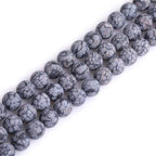 12mm Natural Stone Black Snowflake Jasper Frosted Matte Unpolished Round Beads for Jewelry Making Strand 15 inch - color: Black Snowflake, size: 12mm