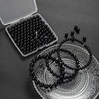 100Pcs Natural Stone Beads 6mm Black Oynx Round Gemstone Loose Beads with Elastic Bracelet String for Bracelets Necklace Jewelry Making - color: Black Oynx, size: 6mm