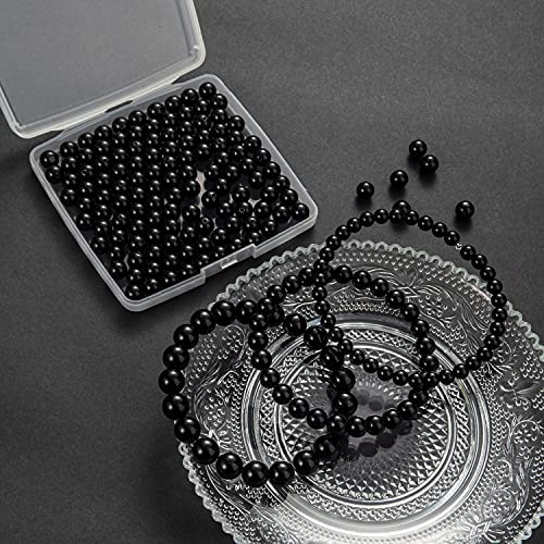 100Pcs Natural Stone Beads 6mm Black Oynx Round Gemstone Loose Beads with Elastic Bracelet String for Bracelets Necklace Jewelry Making - color: Black Oynx, size: 6mm