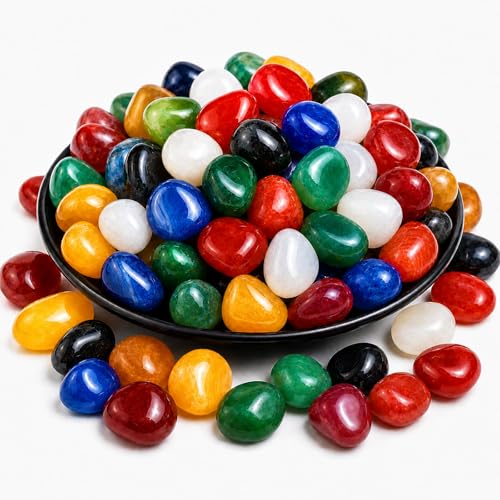 Polished Colorful Agate Crystal Stone Set - 72 Pcs, 0.5" 10 oz Handpicked Natural Tumbled Gemstones Rocks Quartz, Pebbles for Reiki, Chakra, Healing, Home Decor - color: Colorful Agate, size: 0.5"