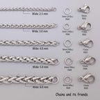 THREENEST 16.4-Feet Width 5mm Stainless Steel Wheat Chains, Permanent Craft Braided BSK Chains for Necklace Bracelet Earring Jewelry Making - color: Stainless Steel, size: Wheat Chains(width 5mm)