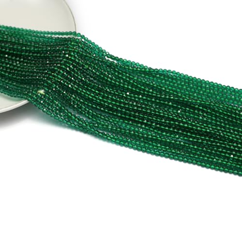 10 Strands Spinel Beads Artificial Faceted Small Round Loose Beads 3mm 15 inch for Jewelry Making Charms Necklace Bracelet - color: Green-1