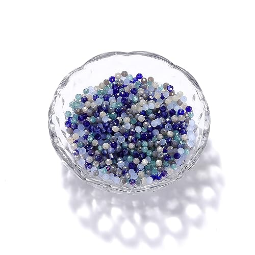 St.Kunkka Crystal Glass Beads for Jewelry Making, 1000pcs 4mm Mixed Color Faceted Rondelle Crystal Beads Austria Round Shape Loose Spacer Beads for DIY Women Bracelet Necklace (Blue Series) - color: Blue Series