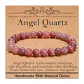 Natural Healing Gemstone Bracelet Handmade Yoga Stretch Elastic Bracelet Stress Relief Crystal Jewelry for Men and Women - color: Angel Quartz(Soothe the mood), size: 6mm