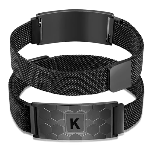 Fervia Graduation Gifts Soccer Initial Bracelet Stainless Steel A-Z Letter Charm Bracelets Adjustable Wristbands Soccer Gifts Idea for Players Team Lovers Men Boys Dad - color: Black, size: Initial K