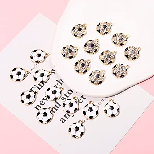20PCS Sports Charms Enamel Basketball Baseball Pendant Charms for Jewelry Making Rhinestone Ball Game Softball Charms for Necklace Bracelet Earrings DIY Crafts - color: Set 2