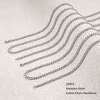 Silver Curb Cuban Link Chains for Jewelry Making Stainless Steel Chain Set Men and Women Necklace Bulk (10pcs,18inch) - color: Steel 18", size: 1.4mm