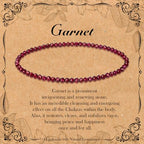 BONNY BOXX Natural Genuine Gemstone Faceted Round Beads Bracelets, 3mm Adjustable Stretchy Tiny Faceted Black Tourmaline Bracelet, Healing Crystal Reiki Chakra Dainty Jewelry Fashion Gifts - color: Garnet
