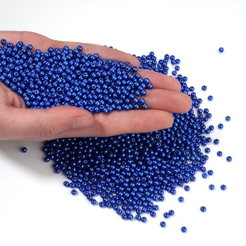2500pcs Blue 4mm Pearl Beads with Hole Round Pearls for Crafting Loose Pearl Beads for Jewelry Making Fake Pearls Bead for Bracelets Necklaces Earrings Key Chains Accessories DIY - color: Blue, size: 4mm,2500pcs
