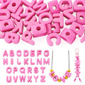 Hot Pink Slide Letter Beads, 26Pcs Large Alphabet Bead Charm Block 3D Initial Beads with Horizontal Hole for Wristbands Bracelets Necklace Choker Jewelry Making - color: Hot Pink, Letter A~Z