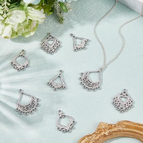 Beebeecraft 8Pcs 4 Styles Chandelier Component Links Charm 304 Stainless Steel Connector Charms Antique Tibetan for Jewelry Making Earring Necklace DIY Crafts Findings