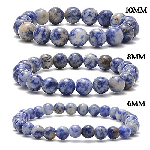 NCB 100pcs Natural Stone Beads 6mm Round Genuine Real Stone Beading Loose Gemstone DIY Charm Beads for Bracelet Necklace Earrings Jewelry Making (Blue Spot Jasper, 6mm 100Beads) - color: Blue Spot Jasper, size: 6mm 100Beads