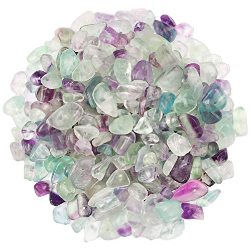 500 pcs Natural Chip Stone Beads, Flourite 5-8 mm Irregular Gemstones Healing Crystal Loose Rocks Bead Hole Drilled for Jewelry Making Bracelet - color: Flourite