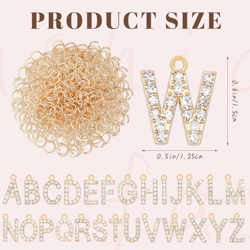 SANNIX 26Pcs Letter Charms, Full Rhinestone Letter Charms for Jewelry Making, KC Gold Initial A-Z Alphabet Letter Charm Crystal Pendants for Bracelet Necklace Earrings Crafts Making - style: Rhinestone Letter