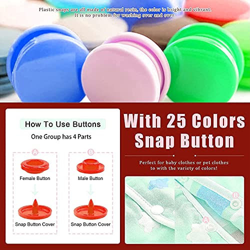 LYNDA Plastic and Metal Snap Buttons with Snaps Pliers Set,300 Sets Plastic and Metal Snap Buttons for Sewing and Crafting (Pink) - color: Pink