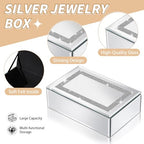 Luxury Mirrored Jewelry Box with Crushed Diamond - Glass Jewelry Box Organizer Storage Ring Holder Case for Women - size: A