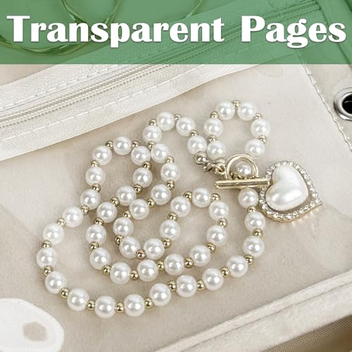 Travel Jewelry Organizer Case,Small Jewelry Bags Jewelry Storage Book Ring Binder with Clear Zipper Velvet Pouch for Traveling (Inner Pages,Beige,3 PCS,Large) - color: Inner Pages,Beige,3 PCS,Large