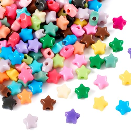 600Pcs Star Acrylic Beads Candy Color Star Pony Beads Pastel Plastic Bracelet Beads 20 Colors for DIY Keychain Necklace Accessory Making - color: Mixed Color-Star
