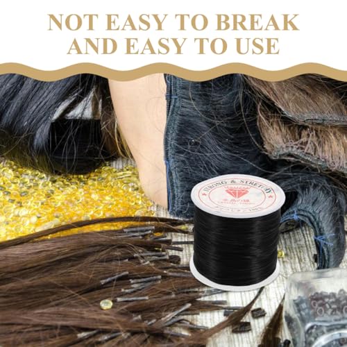 Ipetboom Elastic Thread for Hair Extensions - Silicone Stretch Cord Bracelet Rope for Hairstyling Braiding and Jewelry Making Wire Invisible for Hair Bundles and Wigs