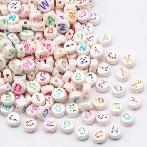 ToBeIT 1000pcs Letter Beads Color Alphabet Beads Round Beads for DIY Bracelet Necklace Jewelry Making Supplies(abs 4x7mm) - color: color-ABS