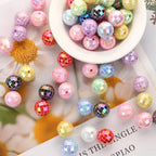 50PCS 16mm Acrylic Beads Colorful Disco Ball Beads Ab Color Bead for Jewelry Making Bracelet Necklace Earrings 70s 80s Costume Accessories