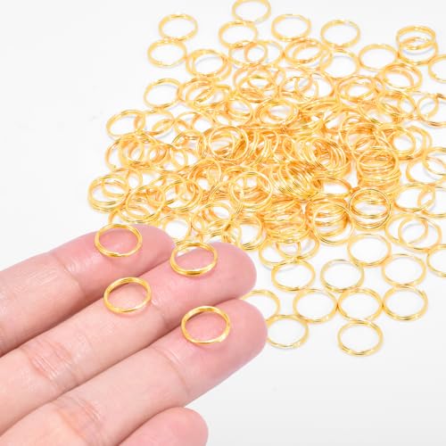 100pcs 10mm Mini Split Ring for Keychains, Double Loops Split Jump Rings Jewelry Making Metal Tiny Small Key Ring for Pet Collar Tag Luggage Tag DIY Craft - color: 10mm Outter Dia.; 8.8mm Inside Dia. Gold