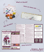 Bead Embroidery Kit Red Emerald. DIY Beadwork Craft Kit for Beginners. Hand Made Beading kit from Abris Art, Ukraine. Stylish needlework set, needlepoint pattern red tulip flower purple decor wall art