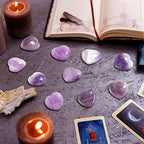 Patelai 24 Pcs Amethyst Heart Crystals Purple Heart Shaped Stones Natural Healing Worry Stones Mini Pocket Gemstone with Black Flannelette Bag for Valentines Gift Reiki Balancing - color: Purple