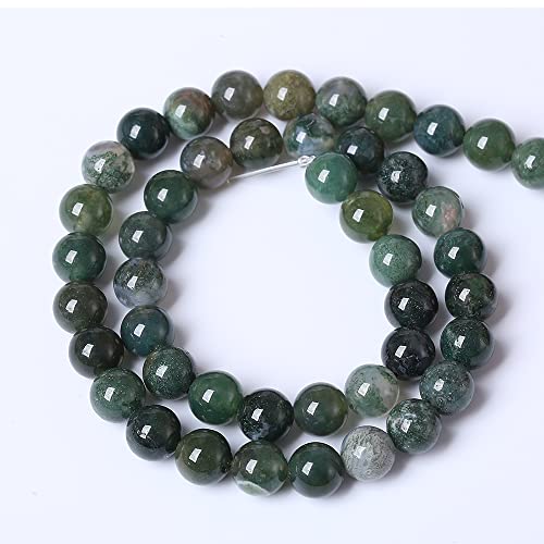 90PCS 4mm Natural Green Moss Agate Beads Gemstone Round Loose Spacer Beads for Jewelry Making DIY Bracelet Necklace Earrings 15" Inch(Moss Agate Beads, 4mm) - color: Moss Agate Beads, size: 4mm