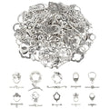 PH PandaHall 60 Sets Flower Toggle Clasps 10 Styles T-bar Closure Clasps Toggle Jewelry Clasp Flower Leaf Bird Metal Bar and Ring Clasp Connectors for Necklace Bracelet Jewelry Making, Antique Silver
