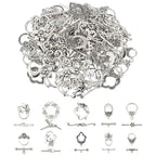 PH PandaHall 60 Sets Flower Toggle Clasps 10 Styles T-bar Closure Clasps Toggle Jewelry Clasp Flower Leaf Bird Metal Bar and Ring Clasp Connectors for Necklace Bracelet Jewelry Making, Antique Silver