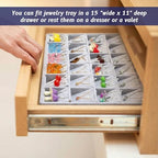 2 Pcs 24 Grid Stackable Jewelry Organizer Tray with Removable Dividers Ice Velvet Jewelry Display Showcase Tray for Necklace Earring Ring Bracelet Holder(Grey Velvet) - color: Grey Velvet