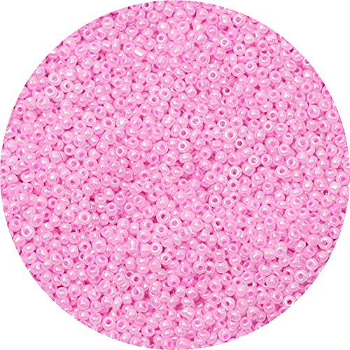 5000pcs Pink Glass Seed Beads Bulk,3mm 8/0 Seed Pony Beads for Bracelets,Necklace,Jewelry Making -Waist Spacer Bead for DIY Craft Projects - color: Lotus Pink, size: 3mm