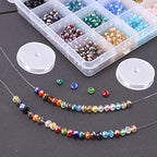 1200Pcs Faceted Rondelle Beads, Messar 6mm Crystal Glass Beads AB Color Plated Bicone Faceted Glass Beads for Bracelet Necklace Jewelry Making Set DIY Craft Projects (24 Mixed Colors)