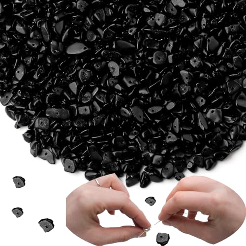 XIANNVXI Black Obsidian Beads, Natural Chip Stone Beads 400Pcs Crystal Bead 5-8mm Irregular Healing Crystal Loose Rocks for DIY Jewelry Making - color: A-Black Obsidian