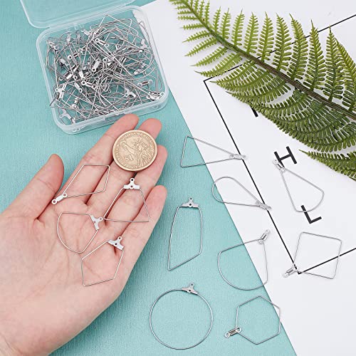 UNICRAFTALE 72Pcs 12 Style Stainless Steel Color Hoop Earring Findings - 304 Stainless Steel Beading Metal Rings - Triangle Teardrop Shaped for Earring Making - size: 26~44.5mm
