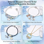 DALARAN Stopper Beads for Bracelets 925 Sterling Silver Clip Spacer Charm Bracelet Stoppers - style: sliver gold charms-4