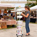 Retail Display Stand Store Display Rack 6 Tier Metal Spinning Display Stand Rack with Wheels Keychain Jewelry Stocking Hat Stand with Hooks for Malls, Showroom, Retail Store (6 Tier White) - color: 6 Tier White