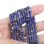 BEADIA Natural Blue Sodalite Spacer Beads Caps Flat Round Loose Beads for Beading Jewelry Making 3mmx2mm 38cm - color: Blue Sodalite, size: Flat Round 3mm x 2mm