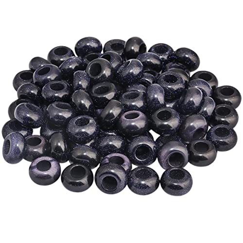 SUNYIK Blue Sand Stone Large Hole (6mm) Rondelle Loose Charms European Bead fits Bracelet,Jewelry Makings Pack of 20 - color: Blue-Blue Sand Stone, size: 14x8mm