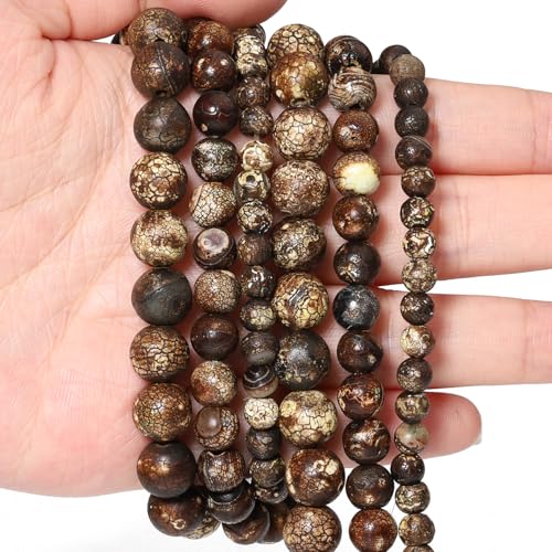 Brown Agate 6mm 60 Pcs Stone Beads for Jewelry Making Large Beads Bracelet Keychain Loose Round Smooth Gemstone Necklace Earrings DIY Arts and Crafts Natural Stone - color: Brown Agate, size: 6mm