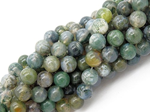Gemstone Beads for Jewelry Making, Sold per Bag 5 Strands Inside, Moss Agate 4mm - color: Moss Agate, size: 4mm