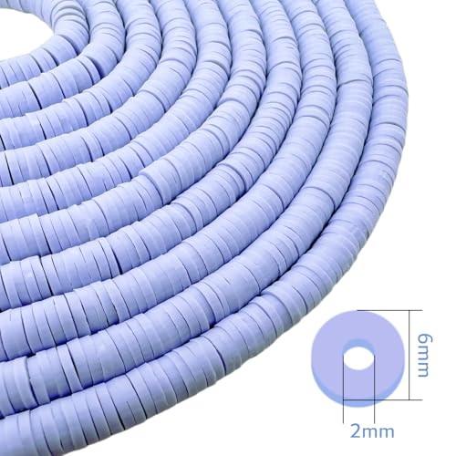 10 Strands Clay Bead, Heishi Beads for Bracelet Stack, Earth Tone Clay Beads for Adults, Flat Beads Kit for Friendship Bracelets, Neutral Beads Bracelet Making Kit(Lavender) - color: Lavender, Black, Gray, Brown, Camel, Pale Pink, Green, Mustard Yellow, M